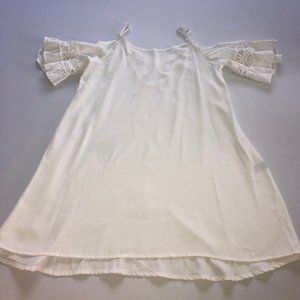 White Flowy Cold Shoulder Dress